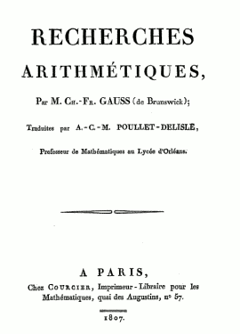 Recherches Aruthmétiques - Gauss